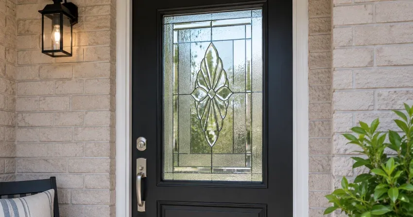 technician replacing a cracked decorative glass panel in Westbrook, Richmond Hill