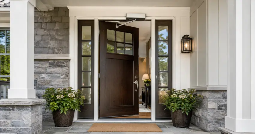 residential automatic door opener installed on exterior entry door in Windham, Richmond Hill