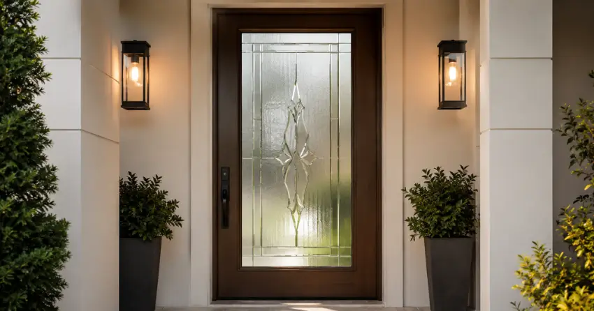 decorative frosted glass panel installed in a front door in Westbrook, Richmond Hill