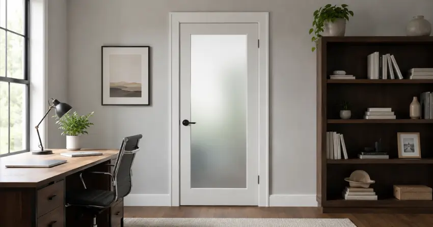 frosted interior door installed in home office in Devonsleigh, Richmond Hill