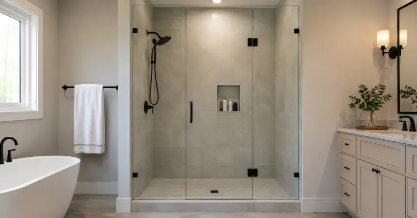new frameless glass shower door installed in Windham, Richmond Hill