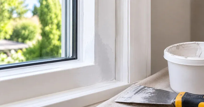 technician repairing rotted window frame corner in Observatory, Richmond Hill